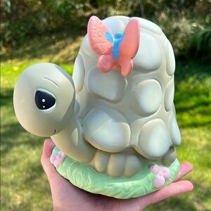 VTG Rare ‘98 Precious Moments Garden Statue Large Cute Green Turtle w/ Butterfly